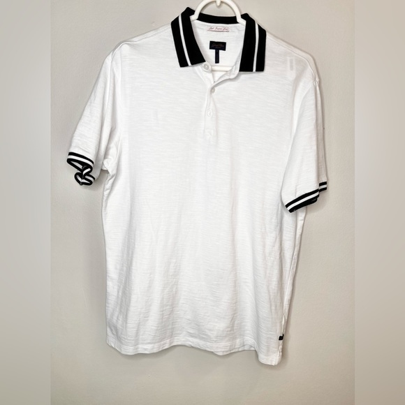 Goodman  Brand Match Point Tipped Slub Short Sleeve Polo Shirt Size Medium - Picture 2 of 6